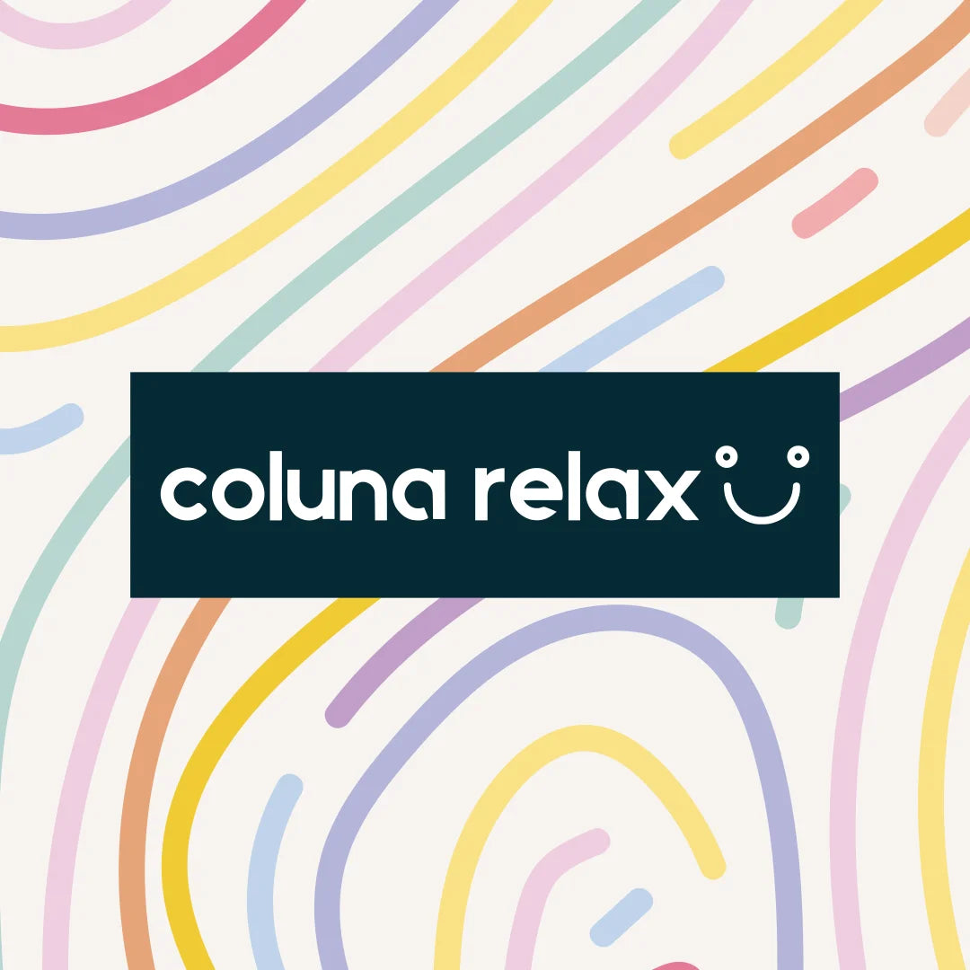 Coluna Relax pillow logo, colorful and with a happy face
