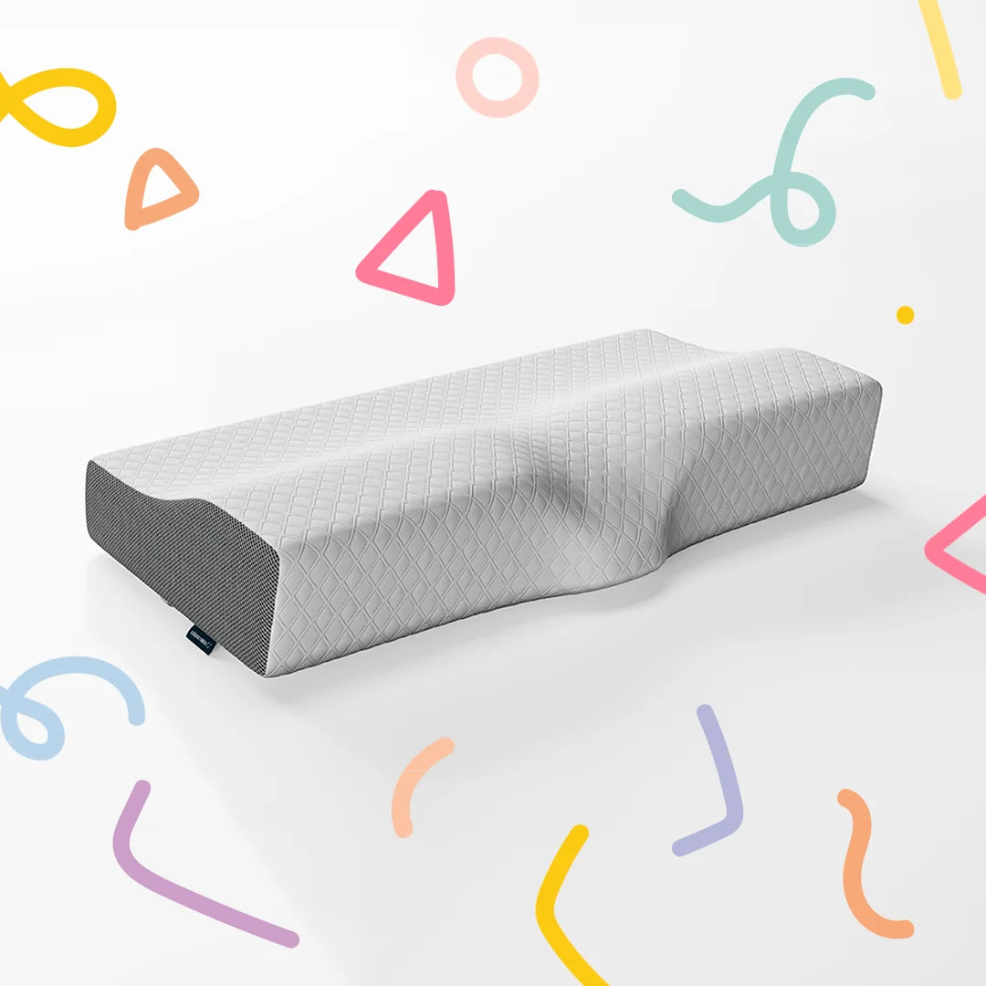 image illustrating the Coluna Relax cervical pillow and its ergonomic shape capable of relieving pain and correcting posture